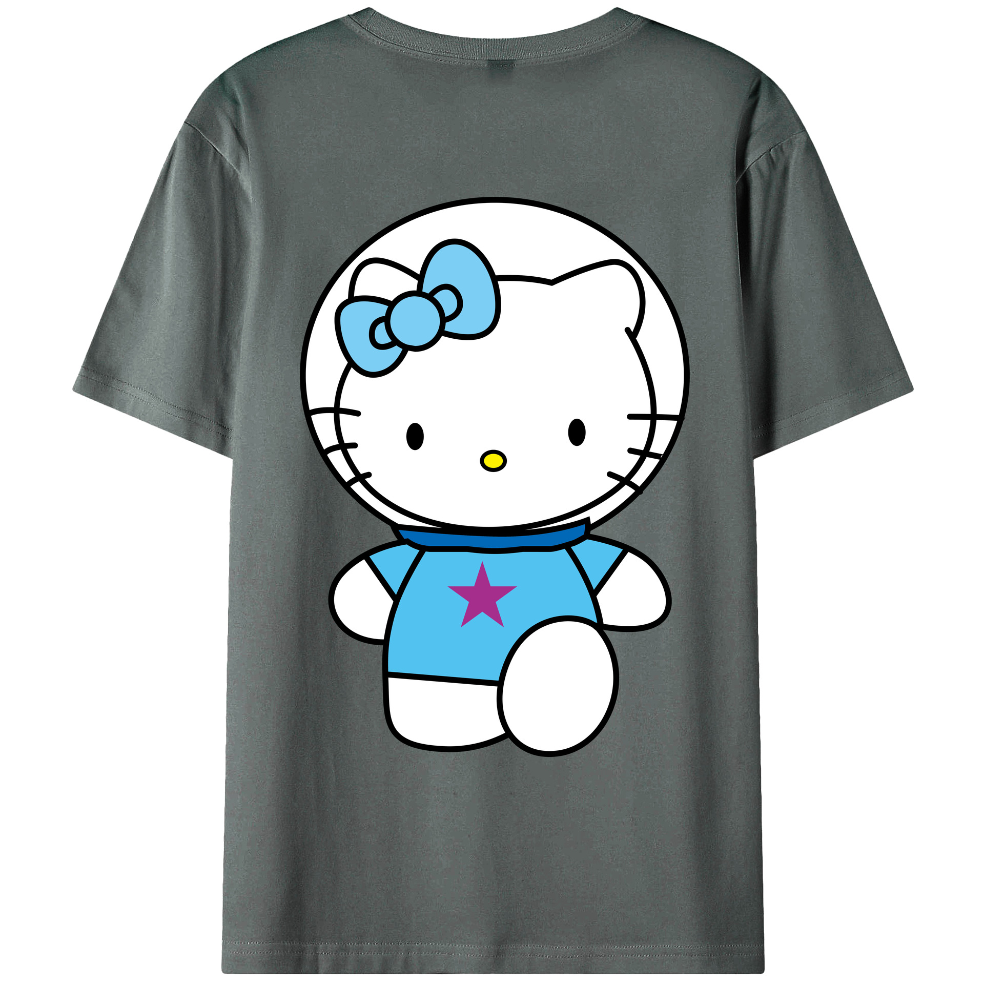 （画像用） Hello Kitty ハローキティ 綿100％ メンズ半袖Tシャツ（バックプリント） 通気性